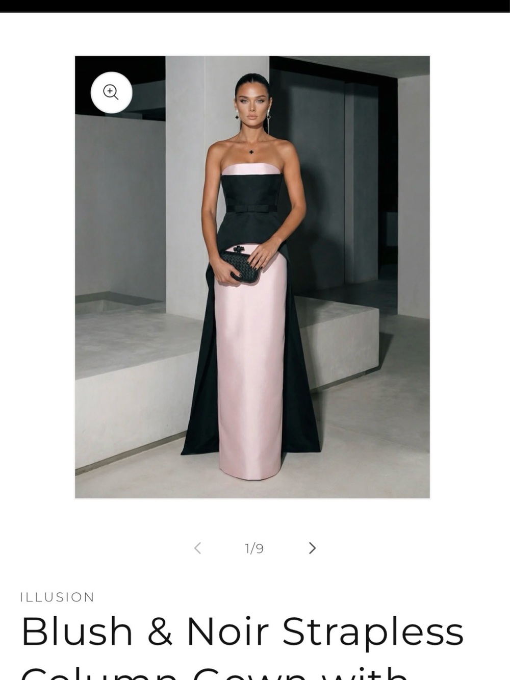 DESPERATELY ISO Blush & Noir Strapless Column Gown